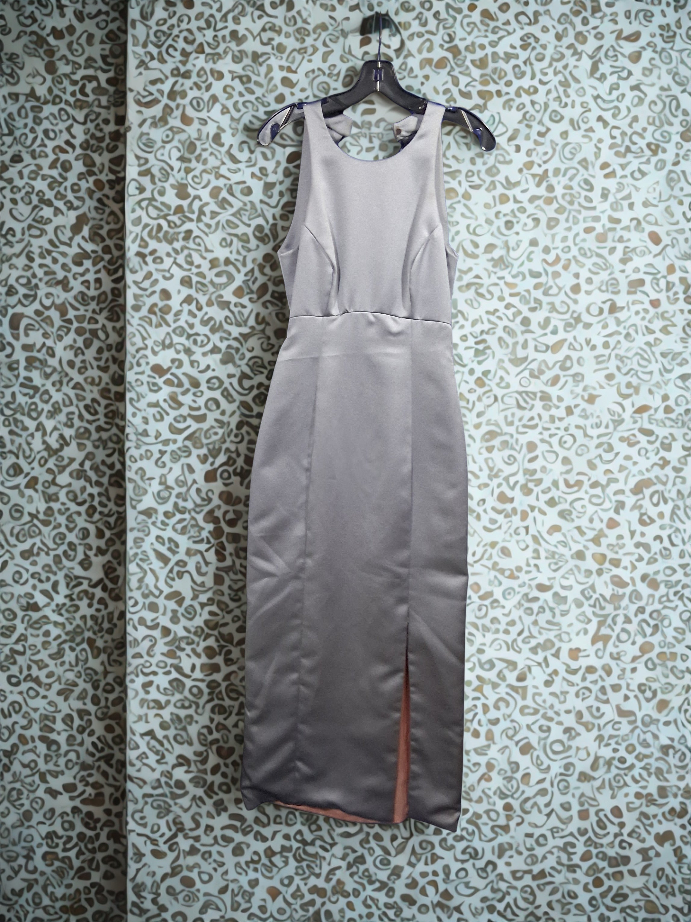 Light Grey Amsale Satin Maxi Dress