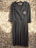 1980s Black Faux-Wrap Dress