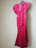 1980s Alfred Angelo Fuchsia Pink Satin Dress